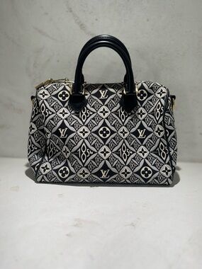 Louis Vuitton Black & White Monogram Jacquard Satchel